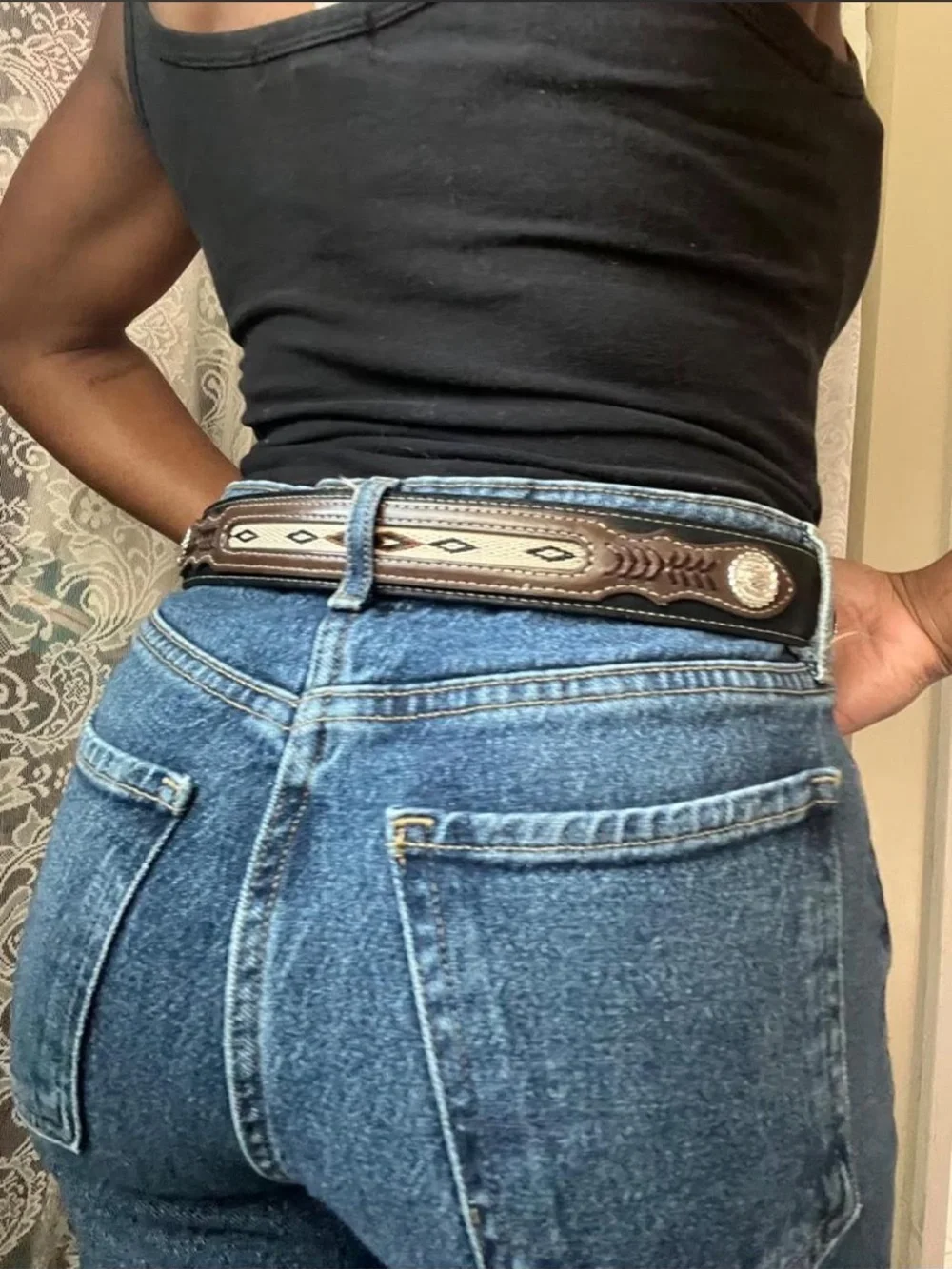Nocona Genuine Leather Western Concho Belt Size 32 Brown Cowboy Y2K.